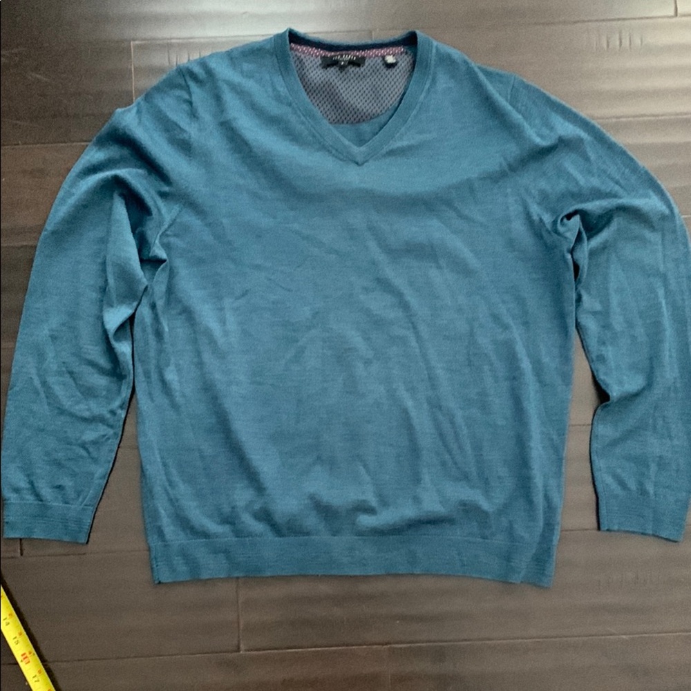 Ted Baker Blue V-Neck Sweater Lightweight Knit